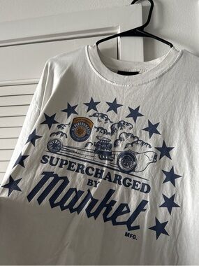 Market MFG. White Short Sleeve Graphic Tee - Supercharged